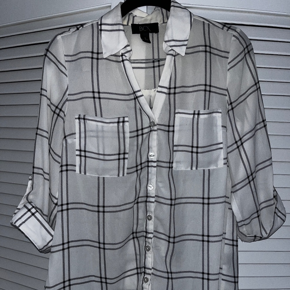 White and Plaid Button Down